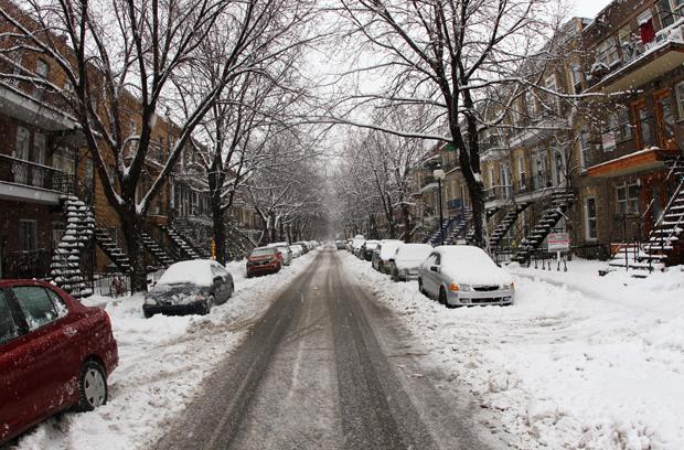 A side street in The Plateau of Montreal;Quebec.